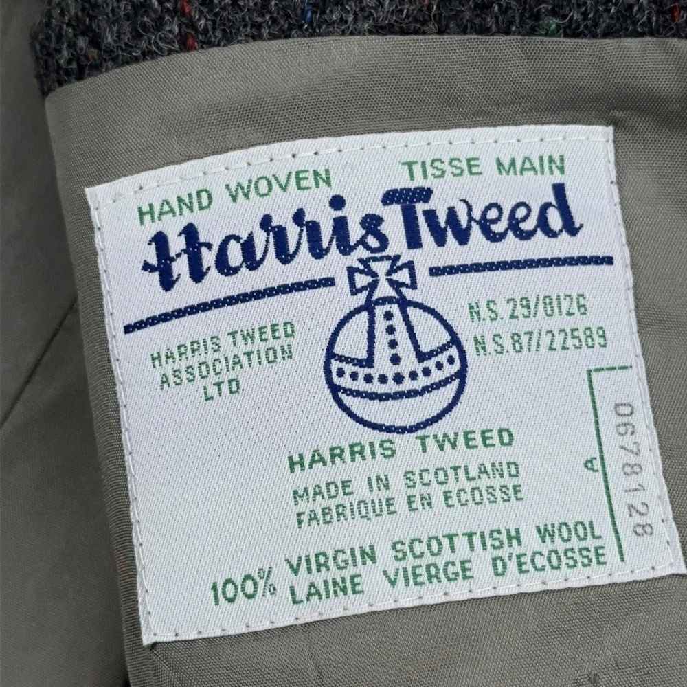 VTG Harris Tweed Donegal Flecked Blazer 42T Gray Scottish Wool Wm.‎ H Leishman
